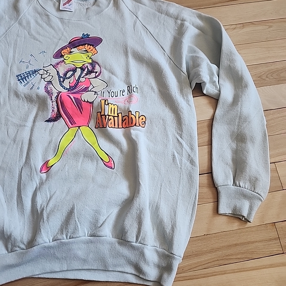 White Graphic Sweatshirt with Cartoon Print - Picture 6 of 13